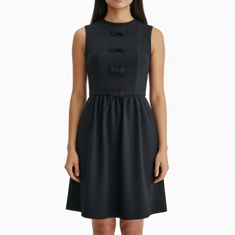Red Valentino Black Wool Blend‎ Bow Front Dress EU 40